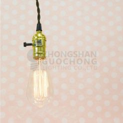 SINGLE COPPER SOCKET VINTAGE-STYLE PENDANT LIGHT CORD W DIMMER